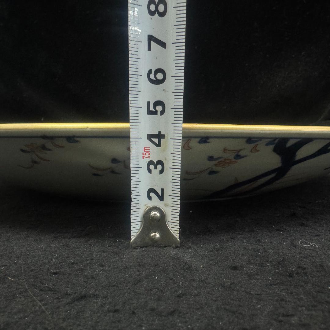 古伊万里 富貴長春 赤 金蘭手 色絵大皿 江戸時代37cm
