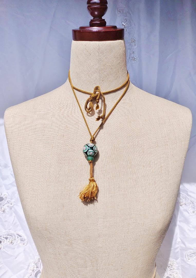 吉田正子トンボ玉（貳拾壹） 「江戸組み紐」ネックレス ガラス玉に込め