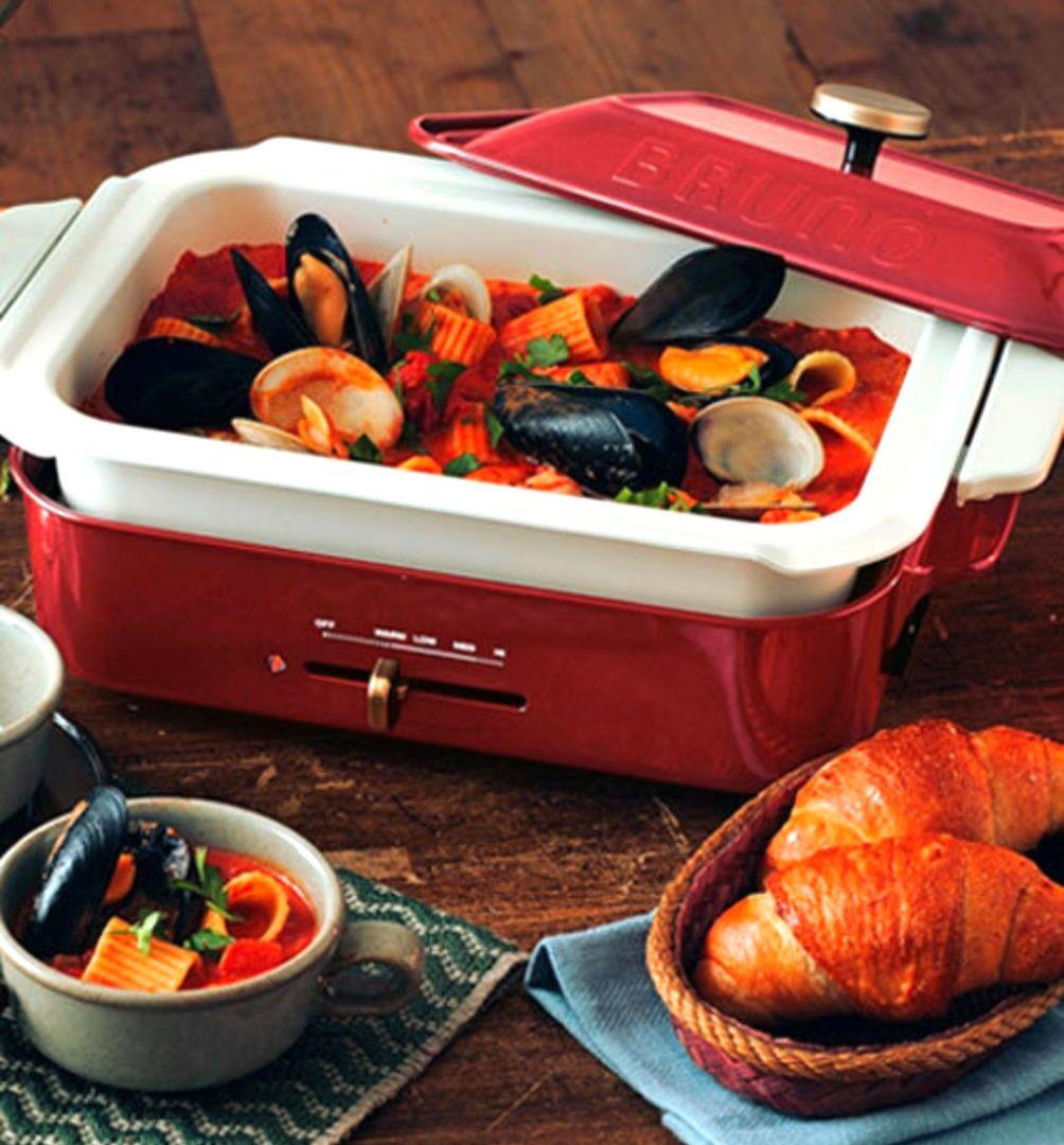 美品✨️BRUNO コンパクトホットプレート セラミックコート鍋セット 箱入り