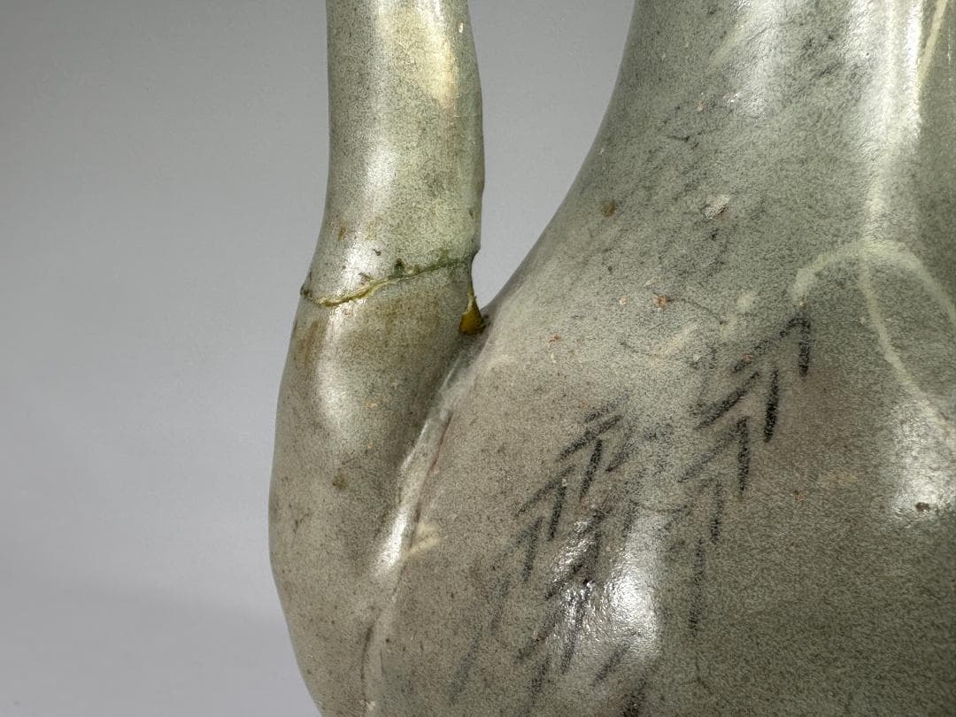 韓国美術 高麗～李朝時代 高麗青磁 象嵌魚柳文 急須 水注 金