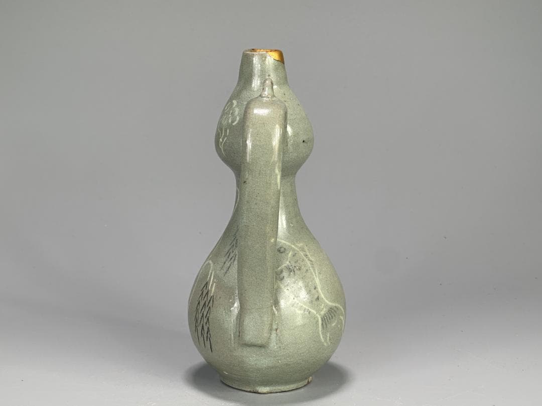 韓国美術 高麗～李朝時代 高麗青磁 象嵌魚柳文 急須 水注 金