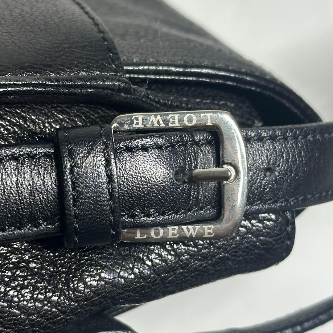 LOEWE ロエベ アナグラム スタッズ レザー ショルダーバッグ ブラック