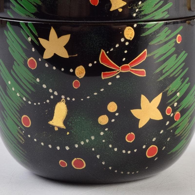 茶道具 蒔絵師 西村弘峰作 クリスマスツリー蒔絵 中棗 共箱 V 9062