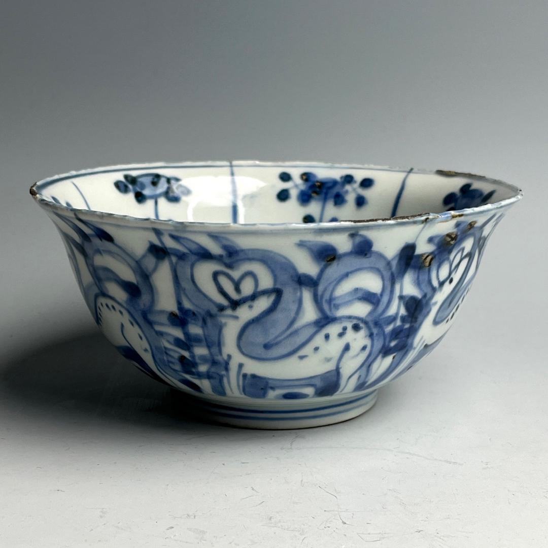 鹿紋鉢 古染付 明時代 中国美術 擺件 旧家 766+