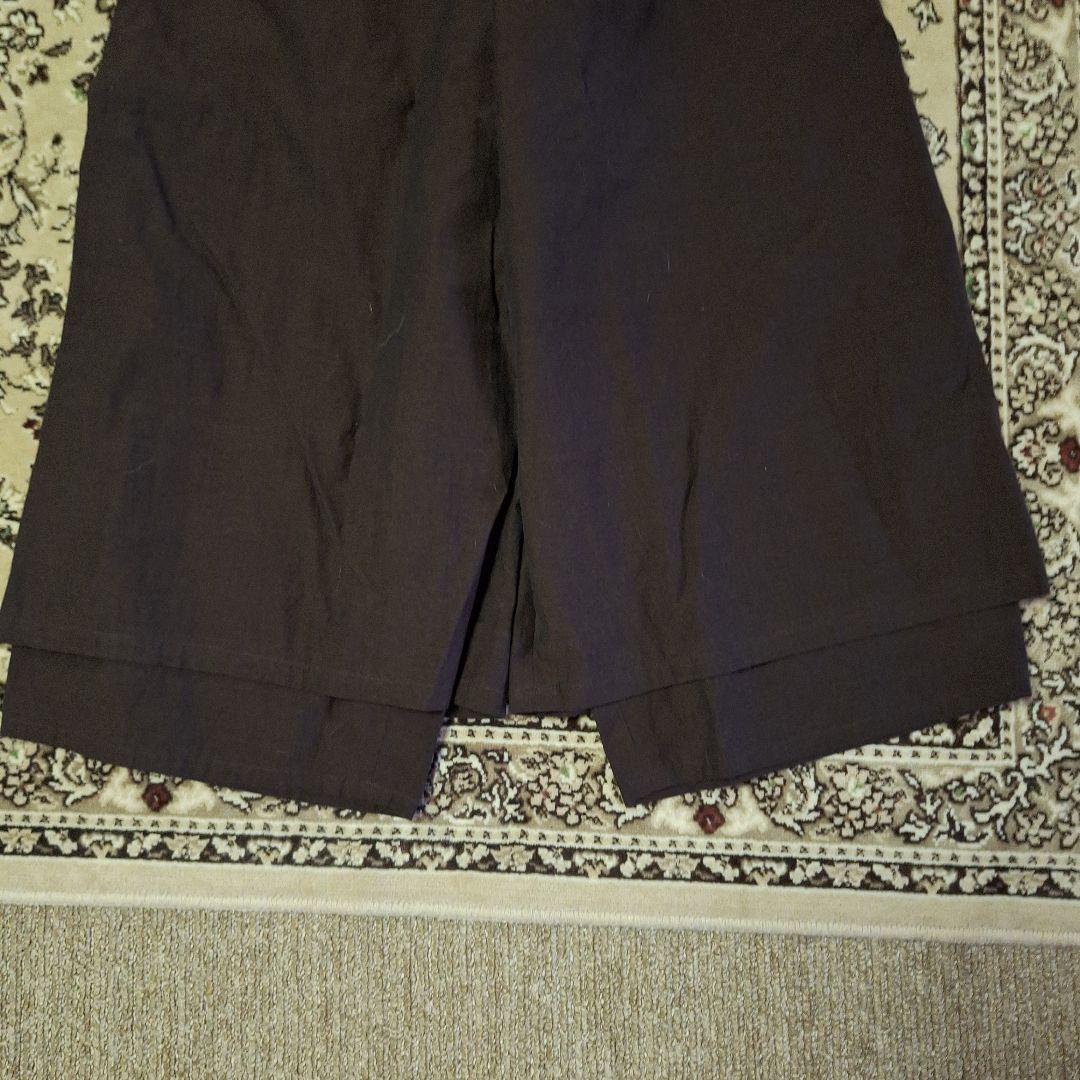 慈雨 センソユニコ 茶染ブラウン ワイドパンツ 段差二重裾 ガウチョ