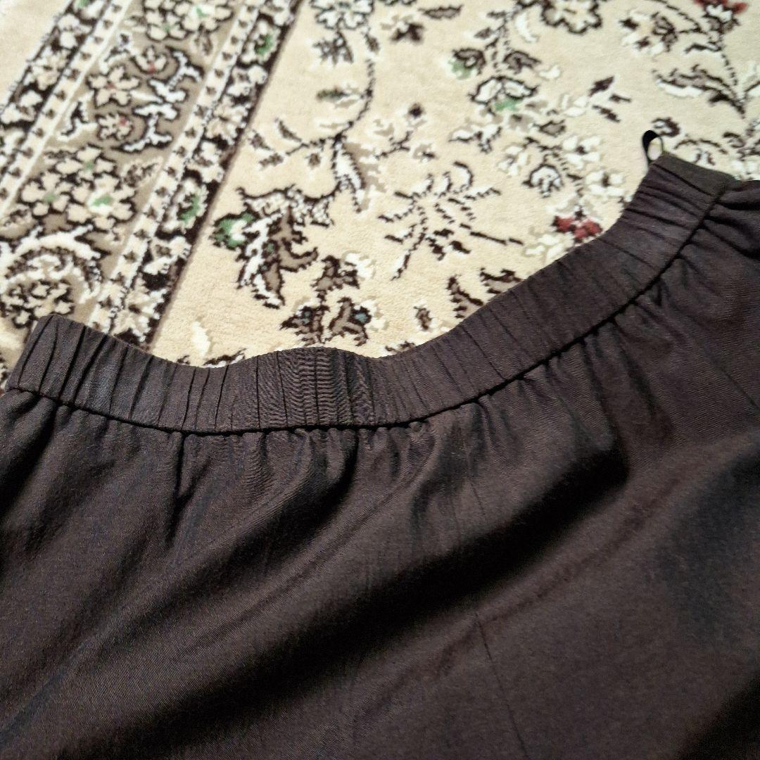 慈雨 センソユニコ 茶染ブラウン ワイドパンツ 段差二重裾 ガウチョ