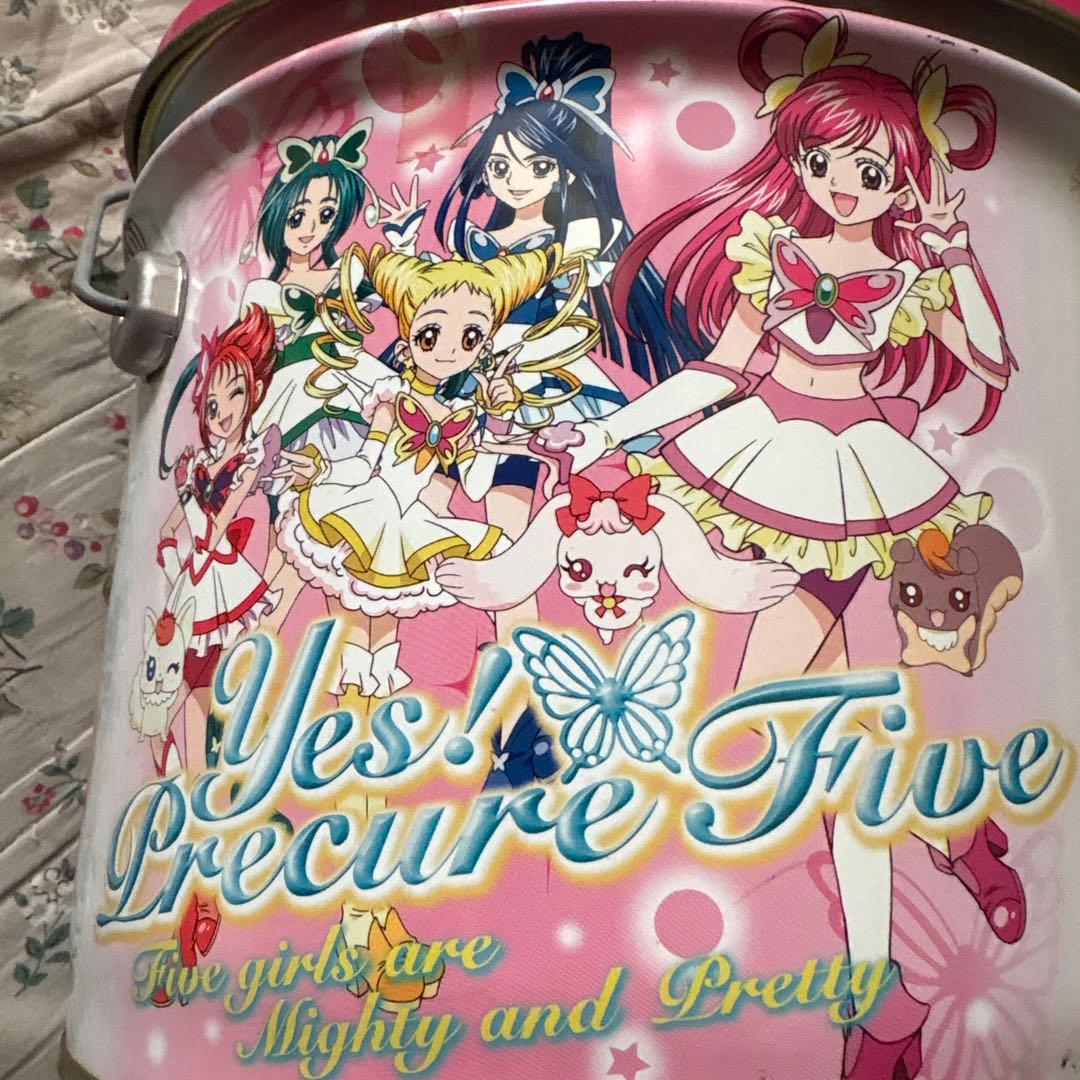 アニメ　Yes! Precure 5 蓋付き　特大缶　持ち手付き福缶
