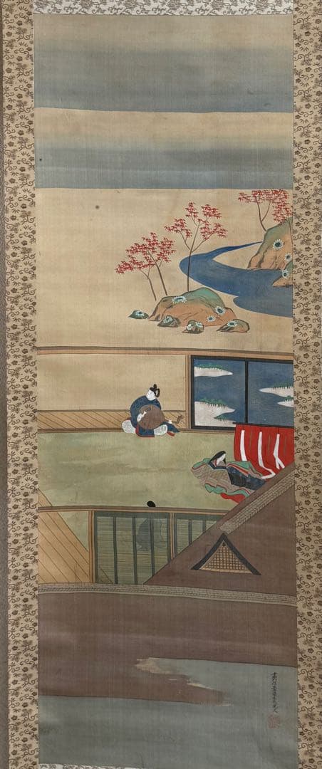 大和絵　絹本肉筆　光文筆　掛軸　古美術　送料込み250618