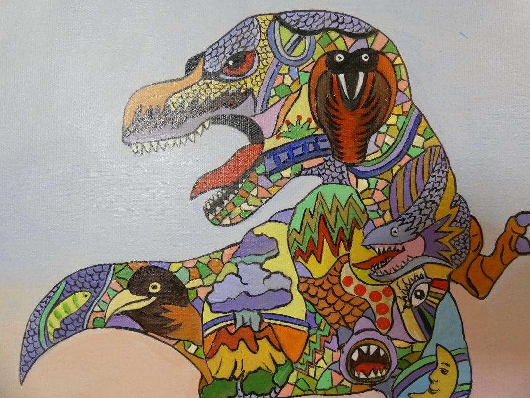 絵画 肉筆手描き 油彩　ジミー大西「竜」サイン F6サイズ　額装済み