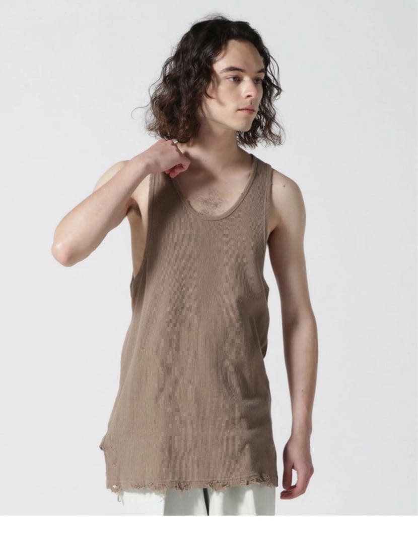 ANCELLM DAMAGE WAFFLE TANKTOP トップス ancellm 25ss DAMAGE WAFFLE
