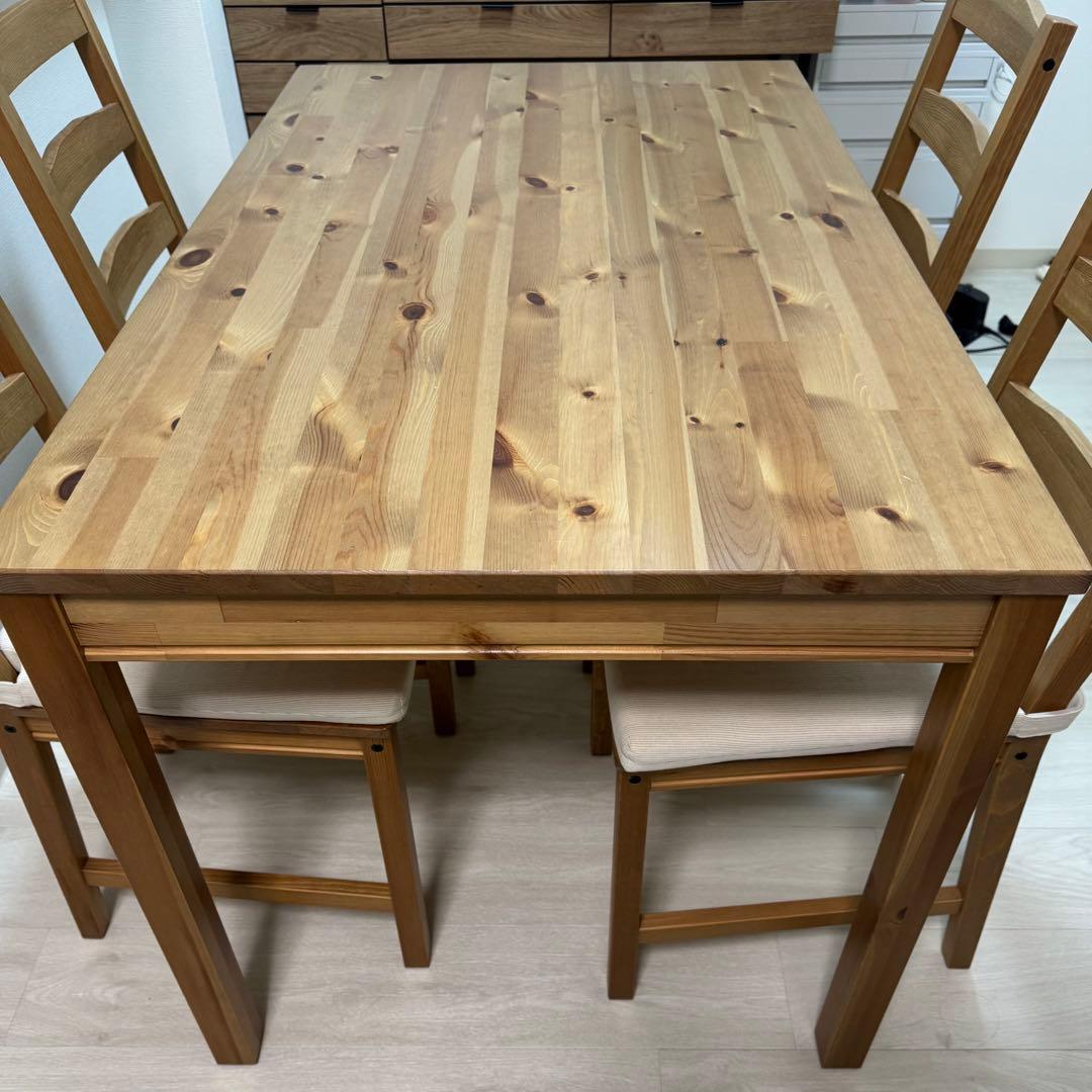 【引き取り限定】IKEA ヨックモック ダイニングテーブル＋椅子4脚セット