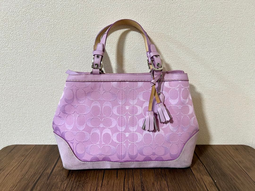 COACH コーチ　ショルダーバッグ　肩掛け　シグネチャー　ピンク　収納袋付き