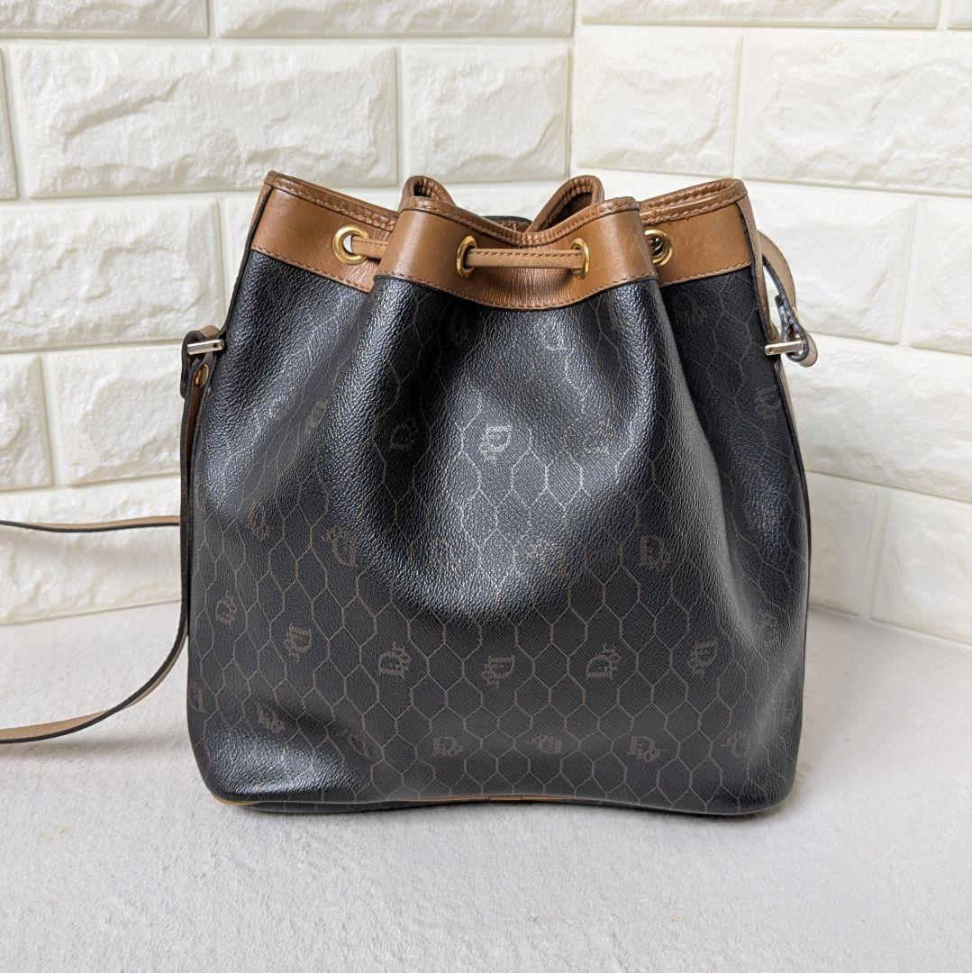 クリスチャンディオール 巾着 ショルダーバッグ ハニカム レザー ポーチ付き