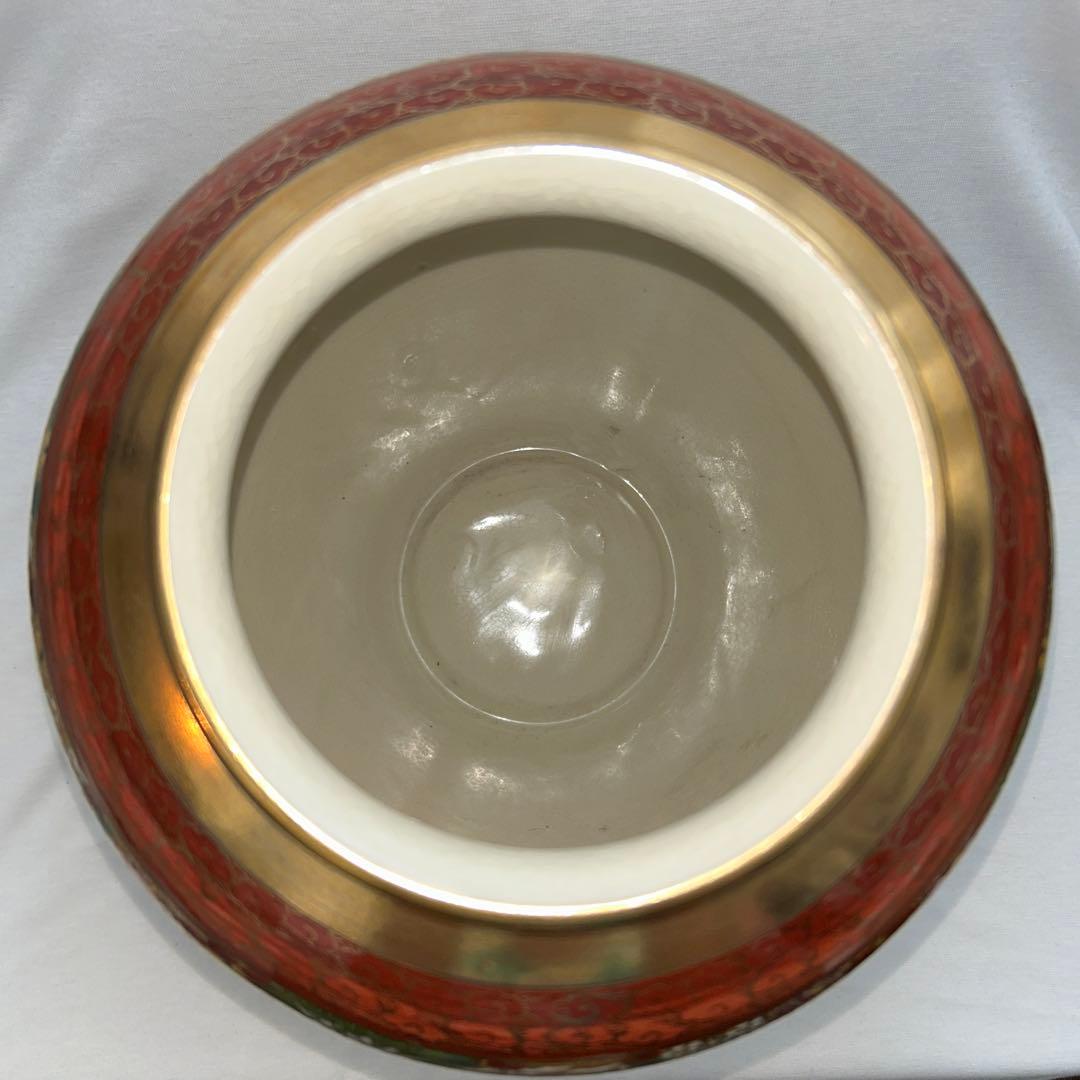 九谷焼　陶泉　花瓶　色絵花詰