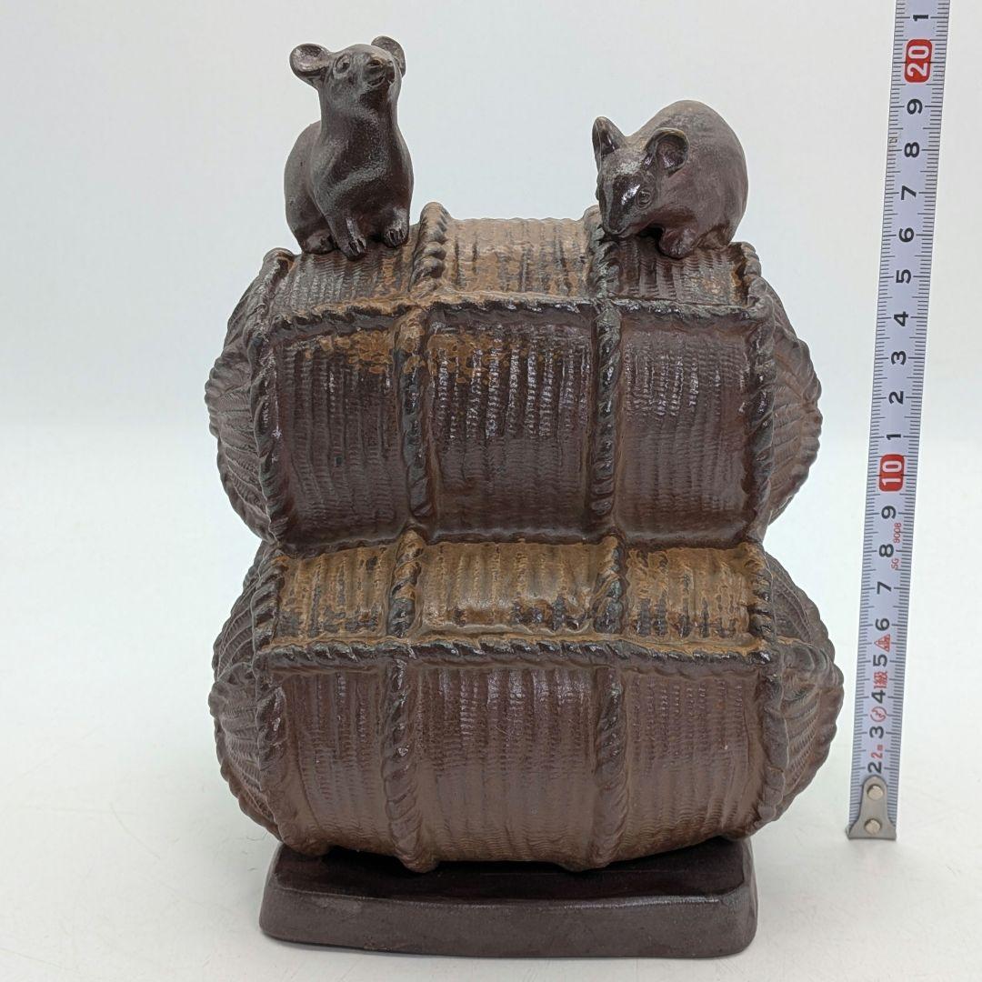 【直しあり】武用君彦 備前焼 干支置物「丙子」 共箱共布 子年 ネズミ 鼠 在銘