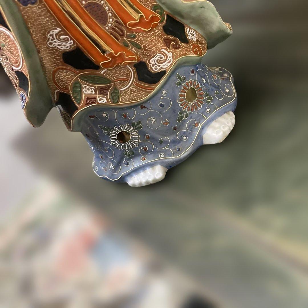 金彩九谷観音像 石川県九谷焼 優しい顔立ち 古美術 骨董 アンティーク