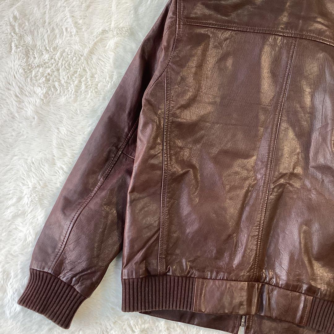 ギャップ レザージャケット ブラウン ヤギ 山羊 ゴートレザー