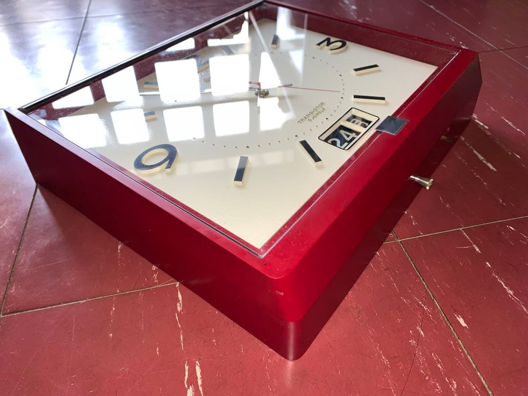 昭和レトロ　動作品　セイコー　カレンダー付　掛時計　スペースエイジ　レトロポップ