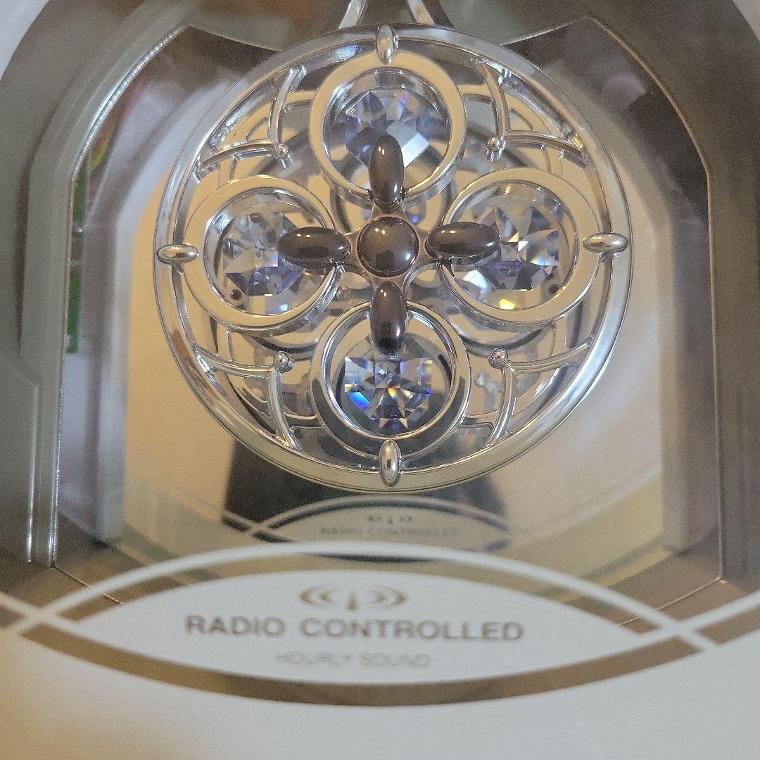 リズム時計パルミューズプラウド　電波時計　4MN512-005クリスタル振り子付