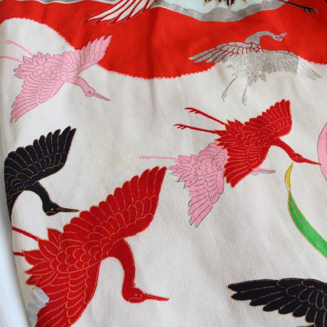 七五三 3歳 女の子 子供 アンティーク 鶴 着物 総絞り 被布 セット