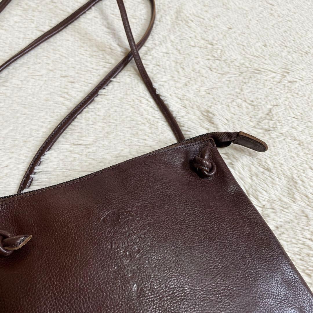 美品 イルビゾンテ レザー ロゴ ポシェット ショルダーバッグ サコッシュ 本革