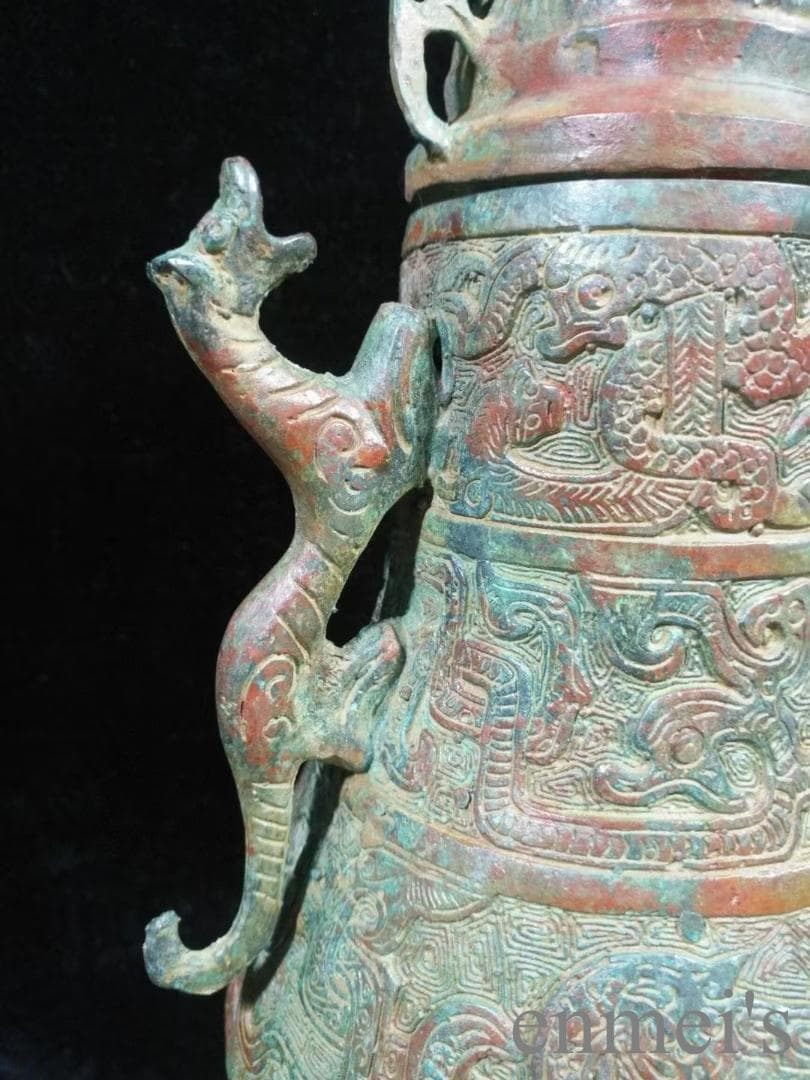 中国古美術 商周 青銅器 双龍壺 禮器 酒器 龍紋 帝王器物 古美術 骨董品