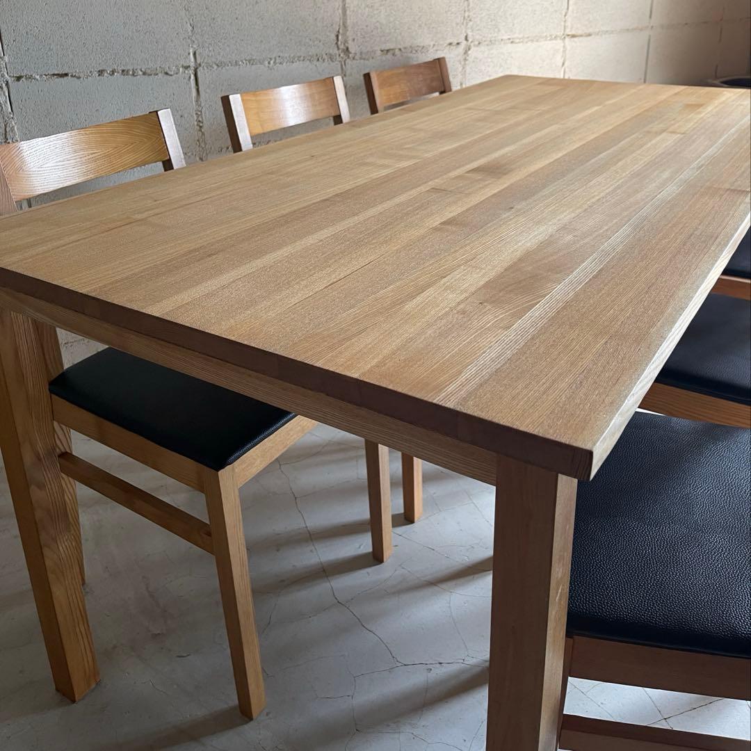 無印良品 MUJI ダイニング5点セット　タモ材　オーク無垢材　165サイズ