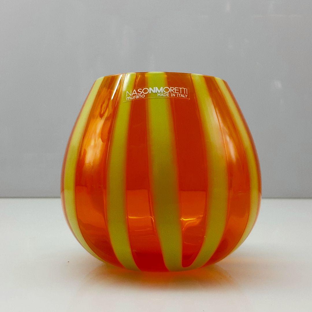 MURANO NASON MORETTI イエロー ライン オレンジ グラス MURANO NASON MORETTI イエロー ライン オレンジ グラス MURANO NASON