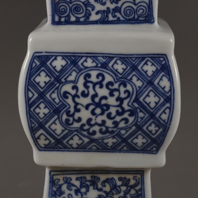 青花四方花觚(そう)青花磁  工芸品 美術品 置物