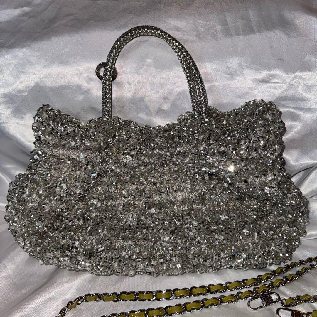 アンテプリマ ワイヤーグリッター シルバー バッグ　3way