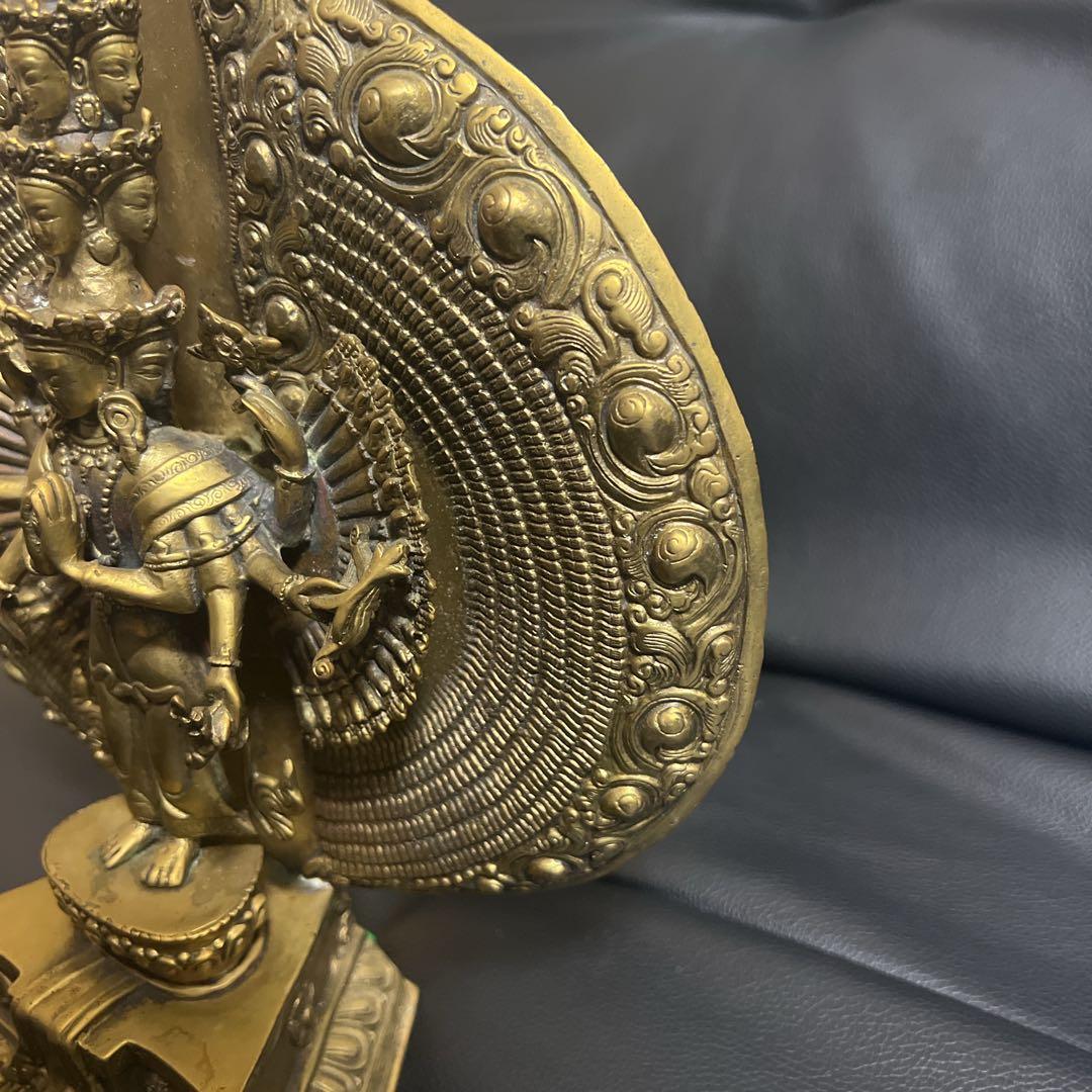 千手千眼観音菩薩 鍍金銅大仏像 チベット仏 仏教美術