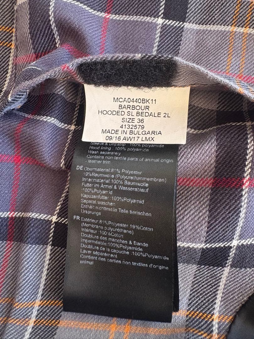 ノンオイルBarbour Hooded Bedale 36