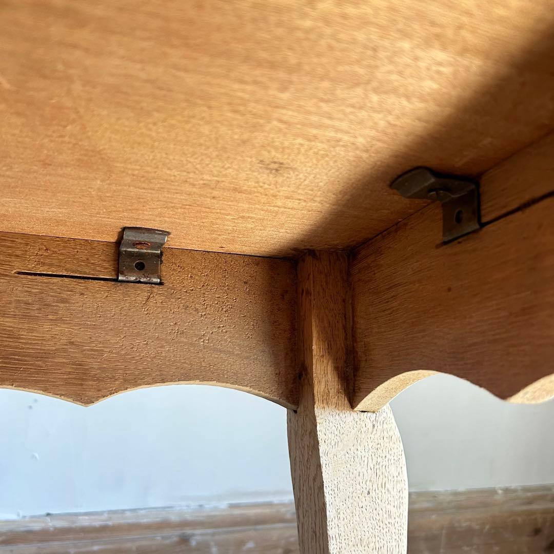 フランスアンティーク ダイニングテーブル スクエアテーブル 猫脚 剥離