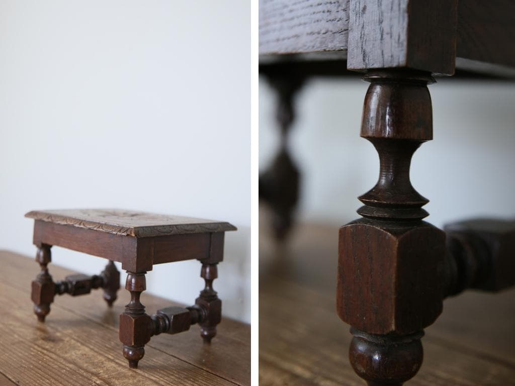 フランスアンティーク木製スツール/オットマン/腰掛けイス/飾り棚(90-229)