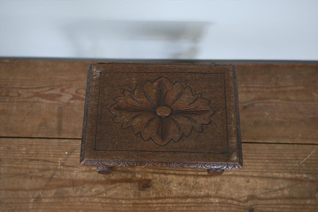 フランスアンティーク木製スツール/オットマン/腰掛けイス/飾り棚(90-229)