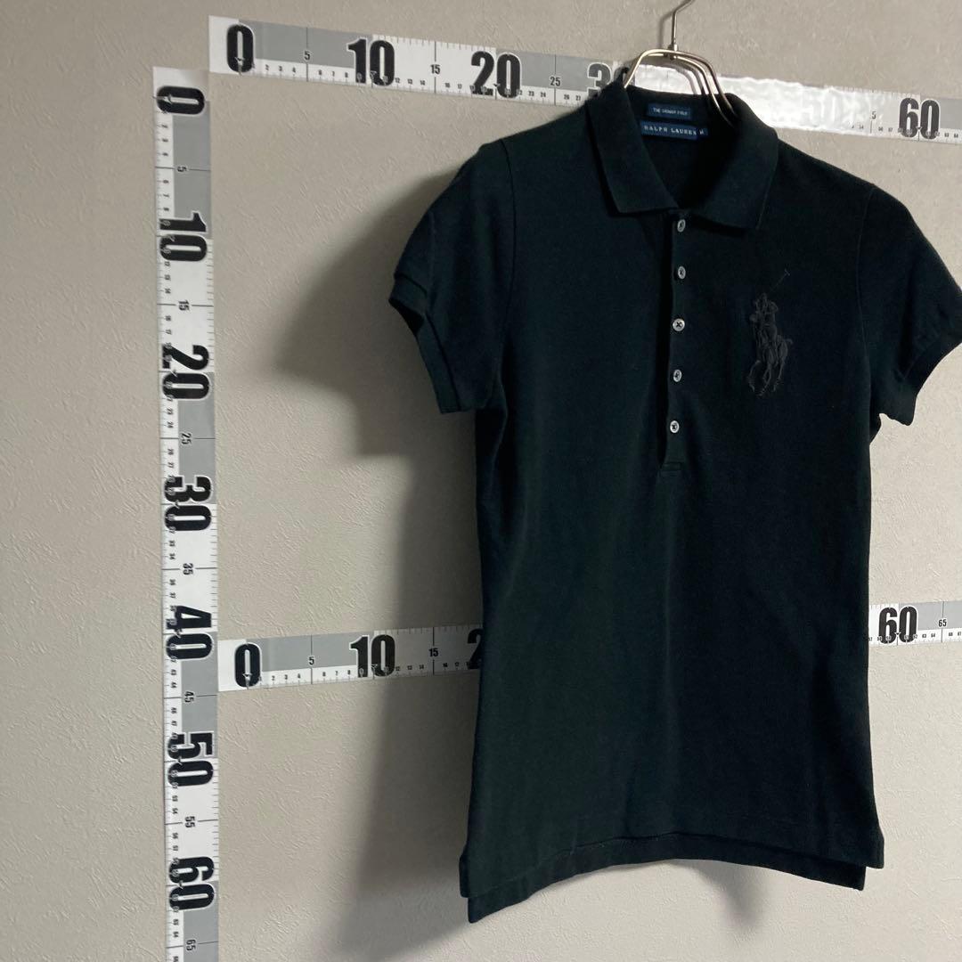 黒 ラルフローレン RALPH LAUREN ポロシャツ M ブラック刺繍ロゴ黒