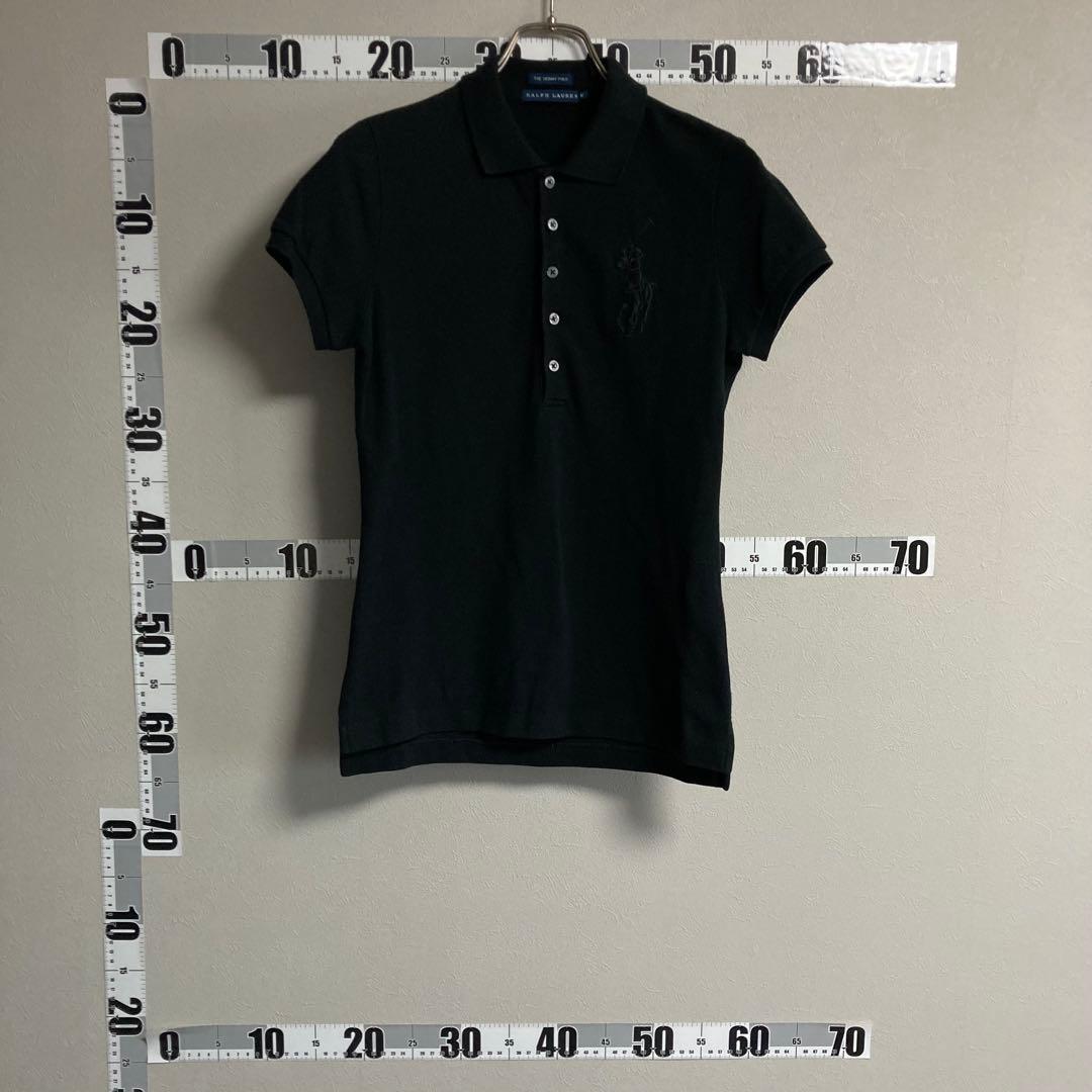 黒 ラルフローレン RALPH LAUREN ポロシャツ M ブラック刺繍ロゴ黒