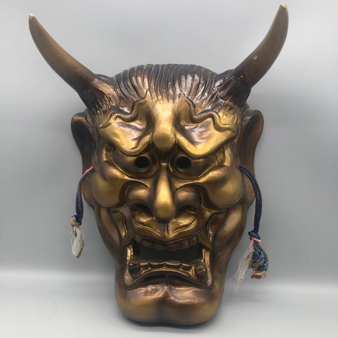 壁掛け般若鬼お面魔除け歌舞伎能面鬼瓦七代錦松アンティーク