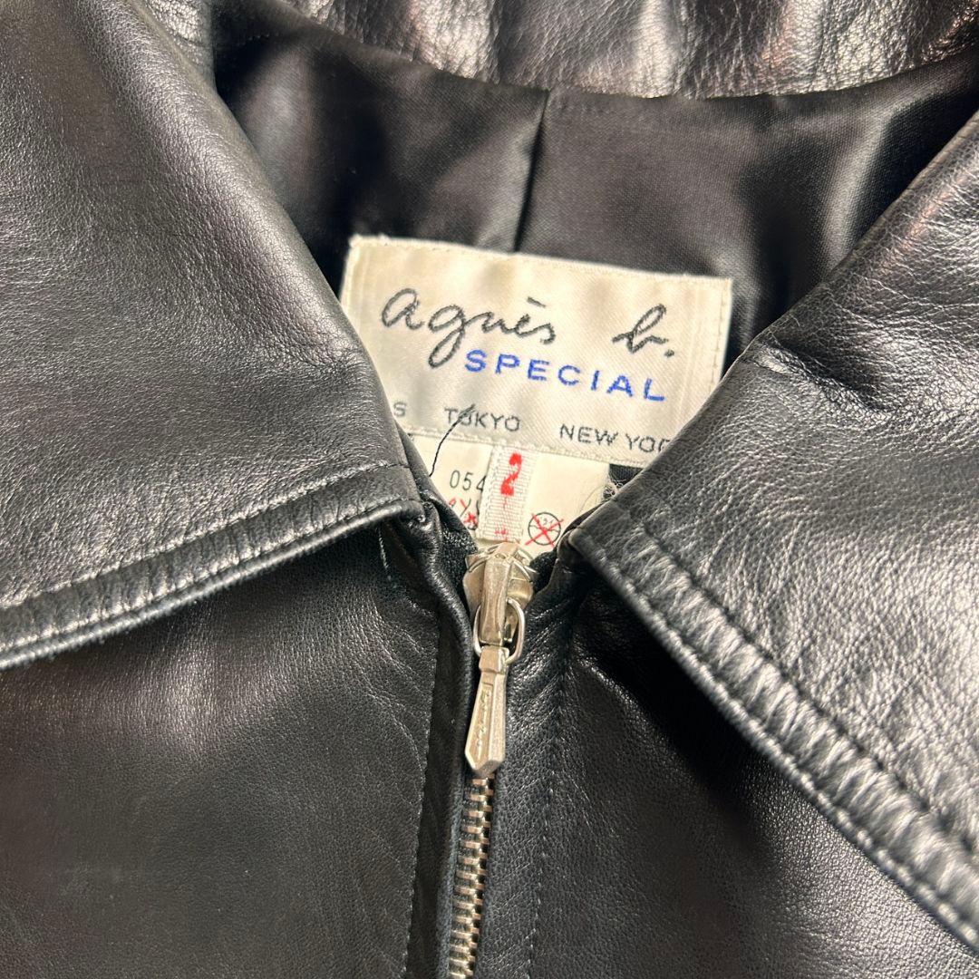希少】 agnes b. 90s riri 羊革 レザージャケット ブラック - メルカリ