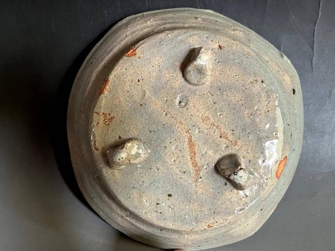 鉢□絵唐津 花唐草紋 菓子器 三つ足平鉢 深皿 古