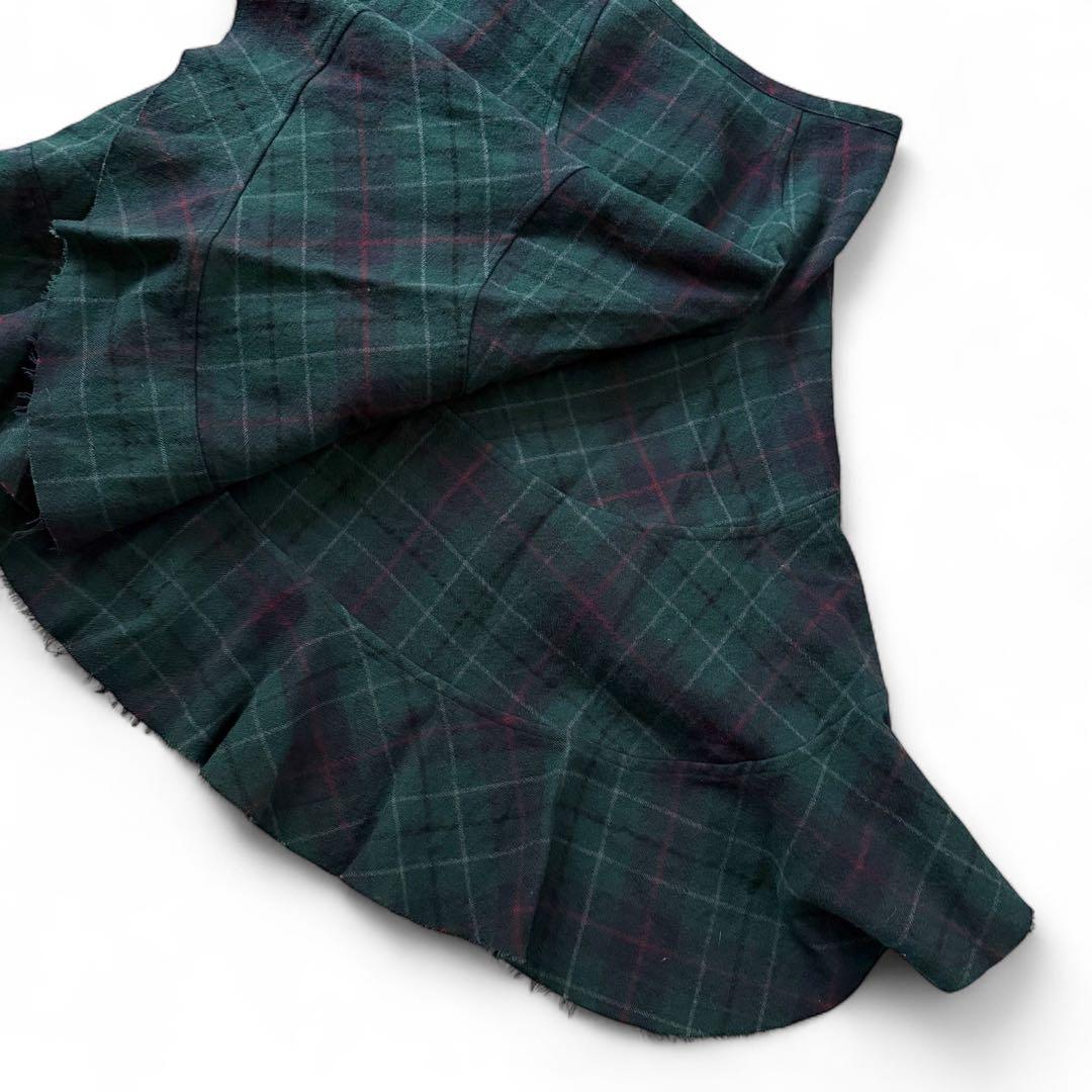 アレマンド様リクエストフリル アシンメトリー スカート チェック ウール