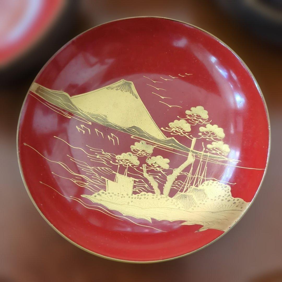 今ちゃん　骨董　お椀　会津塗　鉄錆塗り螺鈿　10つ