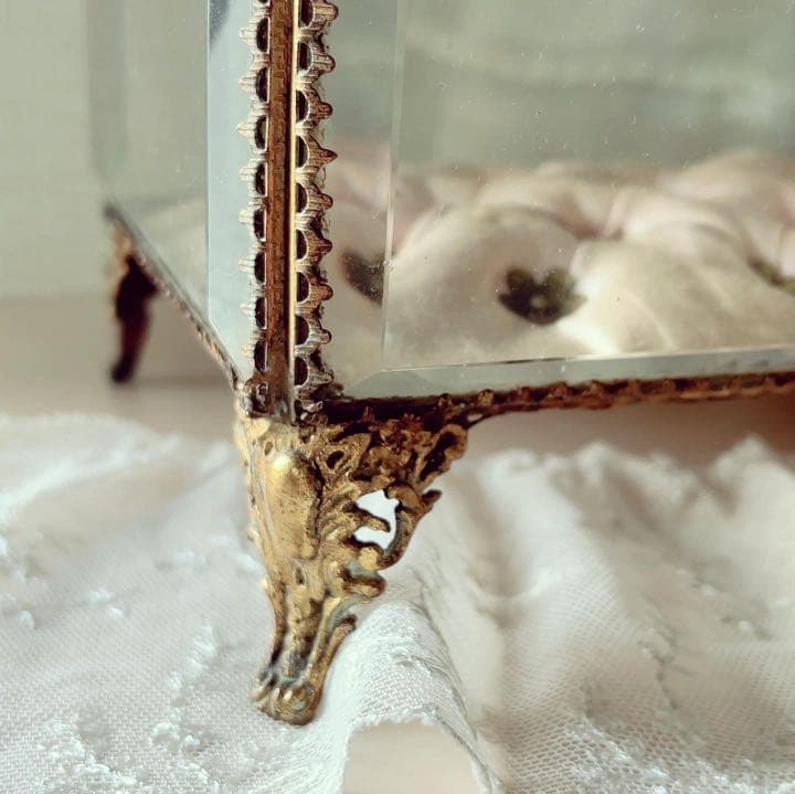 値下 フランスアンティーク 大きなジュエリーボックス 淡いピンク