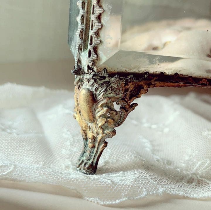 値下 フランスアンティーク 大きなジュエリーボックス 淡いピンク