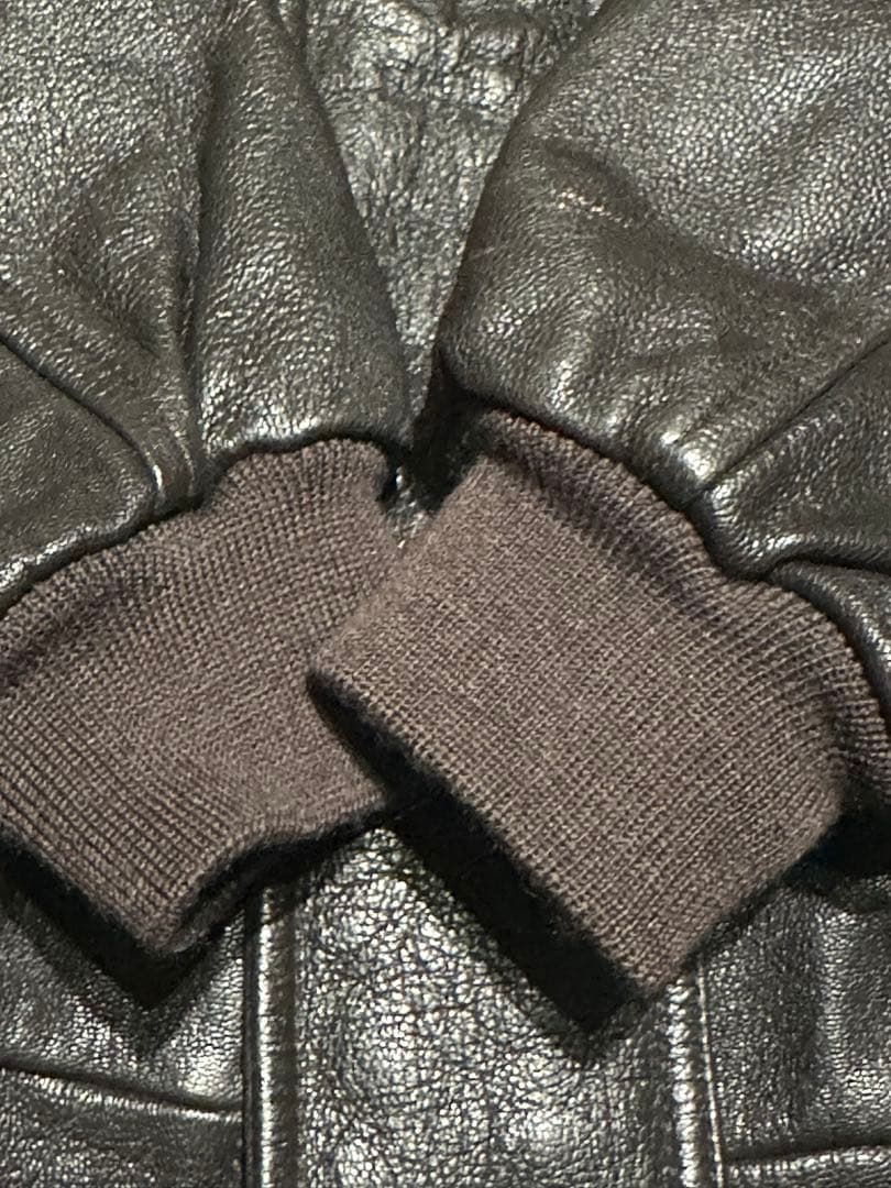 オ*則様 L.L.Bean A-2レザージャケット M 黒 ゴートスキン 本革