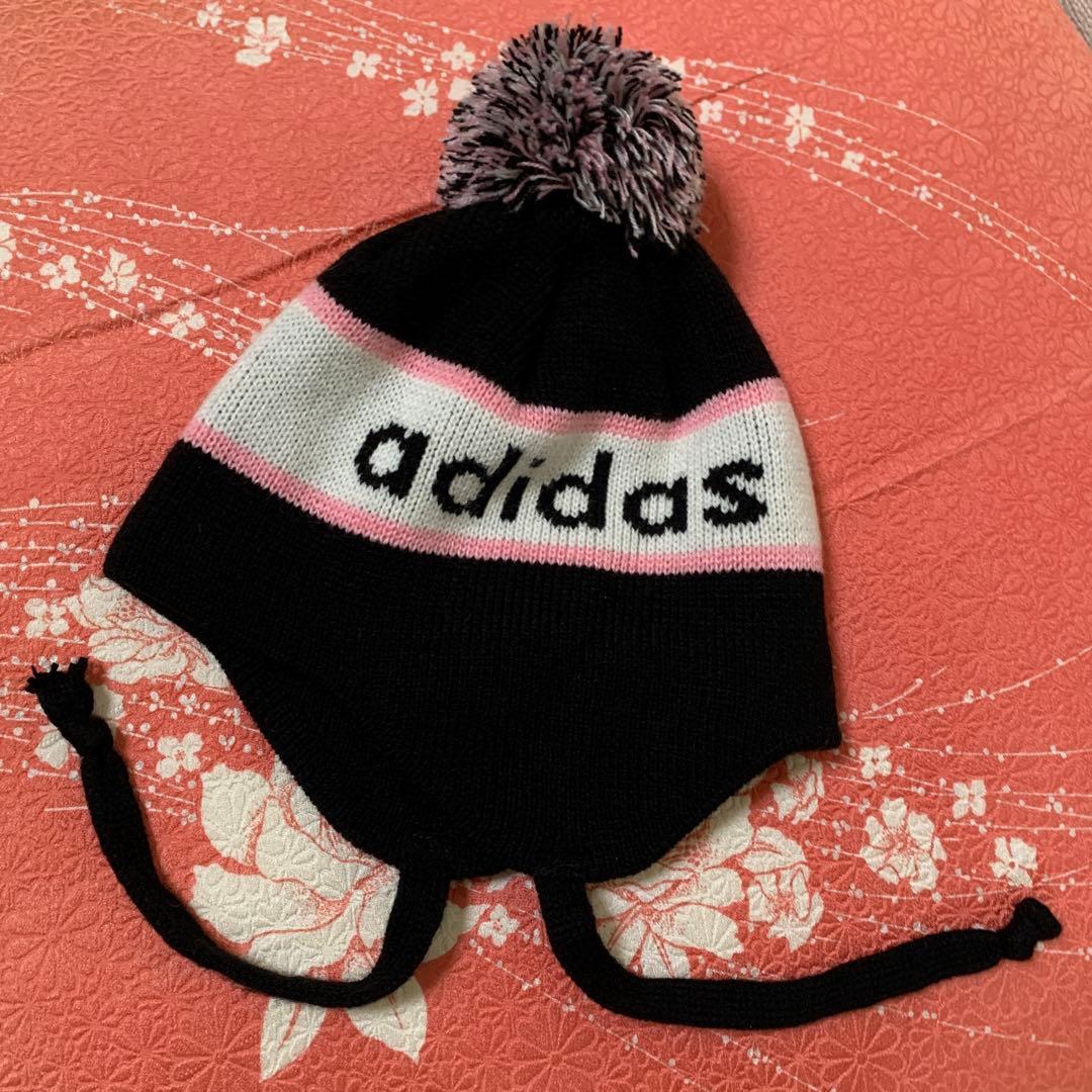 adidas アディダス ニット帽子 耳当て付 スキースノボ キッズ