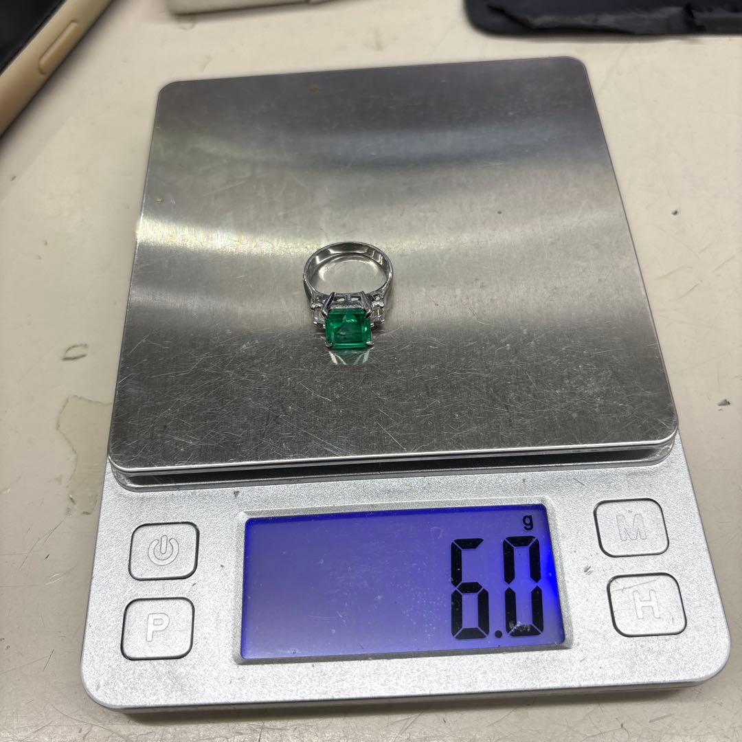 B5643 エメラルド2.74ctダイヤモンド0.38ctリングpt900