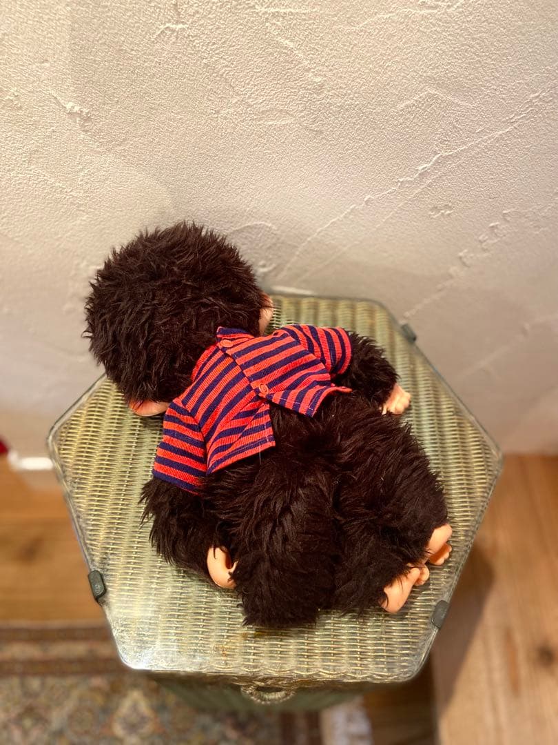 モンチッチ 約35cm スリープアイ 4本指 TARO服 ボーダー ビンテージ