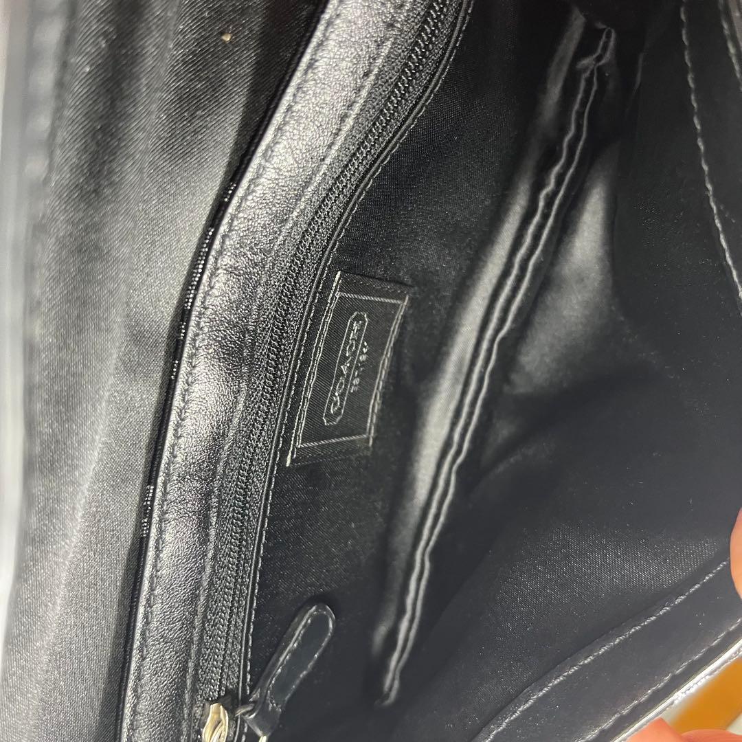 美品 Coach Black signature Clip Hobo Bag