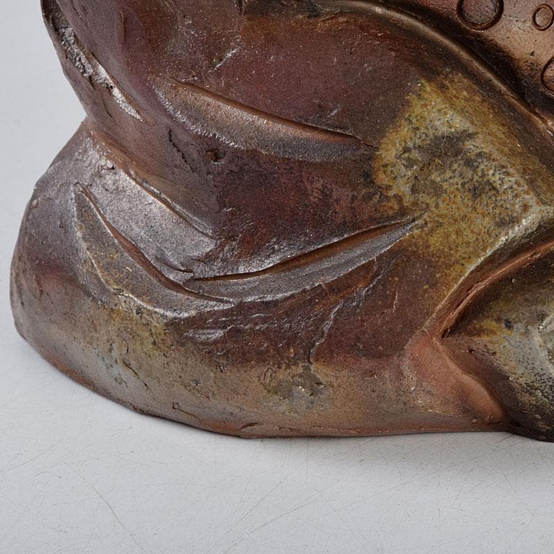 備前焼 福助 置物 縁起物 高さ約16.5㎝ 在銘 V 9094 美術品